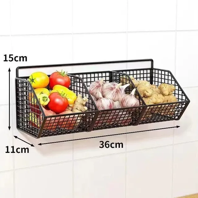 Panier rangement mural cuisine double niveau métallique… – vue 5