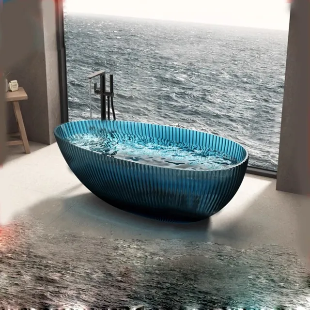 Baignoire autoportante transparente résine ovale… – vue 5