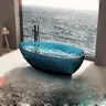 Baignoire autoportante transparente résine ovale… – vue 5