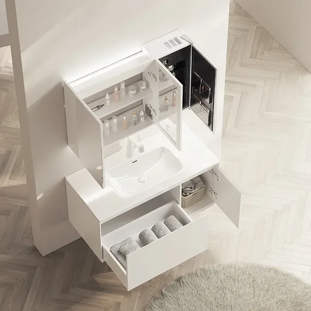 Armoires de salle de bains blanches modernes – vue 3