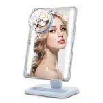 Miroir de maquillage LED avec lumière réglable, table cosmétique éclairée, miroir rond grossissant 24 10X