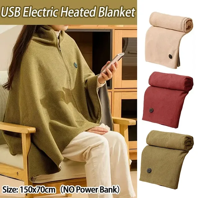 Châle chauffant enveloppe couverture chauffante USB…
