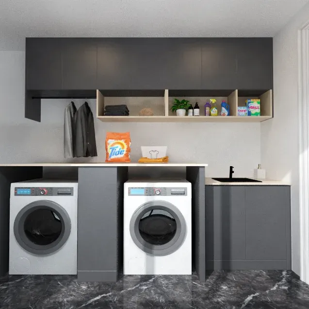 Meuble buanderie moderne rangement encastrable double…