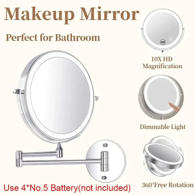 Miroir de maquillage chromé de 8 pouces – vue 2