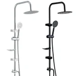 Colonne de douche ronde noire chromée pour salle de bains, ensemble de système de douche en acier inoxydable de qualité supérieure, baignoire, douche de pluie, accessoires de robinetterie Robinet de douche pluie à haut