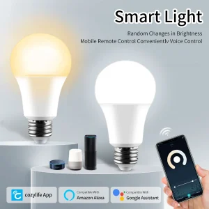 Ampoules LED intelligentes WiFi 12W 15W 20W, 220V 110V E27, lampe intelligente Alexa, application Cozylife, Support Google Home, contrôle Vioce Ampoules LED intelligentes WiFi 12W 15W 20W, 220V 110V E27, lampe intelligente Alexa, application Cozylife, Support Google Home, contrôle Vioce