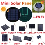 Panneau de cellules solaires 1.1W 5V, Mini cellules photovoltaïques rondes, chargeur de batterie, batterie externe pour téléphone, 3.7-5V, solaire/lumière