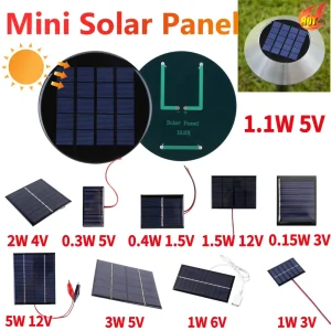 Panneau de cellules solaires 1.1W 5V, Mini cellules photovoltaïques rondes, chargeur de batterie, batterie externe pour téléphone, 3.7-5V, solaire/lumière
