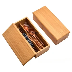Boîte de rangement pour couverts Porte-ustensiles de cuisine Argenterie EvaluWood proximité wers T1 Baguettes Conteneur Couvercle Bambou Voyage standardisation