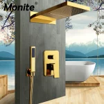 Monite-Ensemble de douche HOShower plaqué or, pommeau de douche à main, robinet de baignoire, centre commercial à 2 fonctions