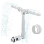 Fontaine de piscine doubles fontaines d&rsquo;eau de pulvérisation pour piscines creusées hors sol, fontaine d&rsquo;arrosage de piscine cascade réglable 2 en 1