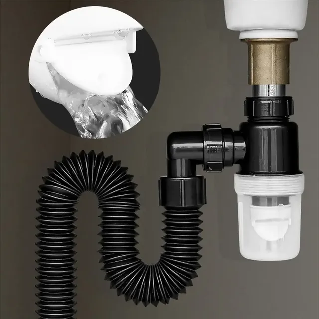 Siphon évier flexible extensible corrugé PVC ABS… – vue 2