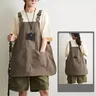 Tablier salopette oversize unisexe coton lin taupe… – vue 4