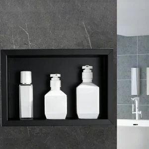 Niche de douche encastrée en acier inoxydable de Style moderne noir pour un rangement de salle de bain élégant polyvalent