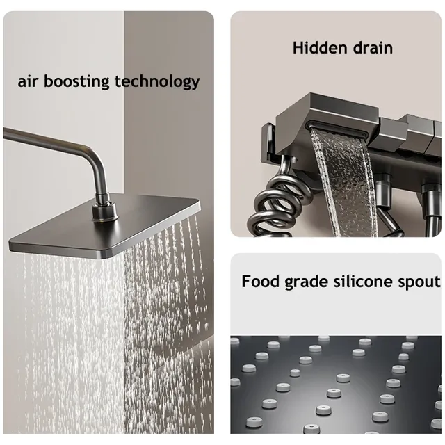 HOShower-Ensemble complet de système de douche gris à… – vue 2