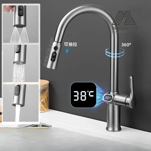 Mitigeur cuisine inox brossé col cygne élancé levier… – vue 2