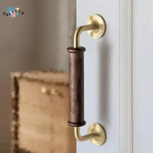 Poignée en bois de noyer massif, poignée en laiton de luxe légère, décor Vintage, Base en laiton, poignées d&rsquo;armoire, armoire murale