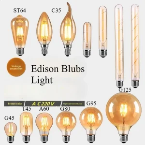 Ampoule LED Edison C35 G45 A60 ST64 T45 G80 G95 G125 4W 6W 8W 10W 12W 220V 2700K, lampes rétro décoratives en verre marron Ampoule LED Edison C35 G45 A60 ST64 T45 G80 G95 G125 4W 6W 8W 10W 12W 220V 2700K, lampes rétro décoratives en verre marron