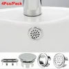 Couvercle de vidange circulaire pour lavabo de cuisine et salle de bains, 4 pièces, décoration de baignoire, trou d&rsquo;évier, trop-plein creux pour lavabo