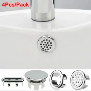 Couvercle de vidange circulaire pour lavabo de cuisine et salle de bains, 4 pièces, décoration de baignoire, trou d&rsquo;évier, trop-plein creux pour lavabo