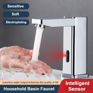 Robinet à capteur en plastique et acier, dispositif de lavage des mains à capteur Intelligent à froid unique infrarouge entièrement automatique, robinet de lavabo domestique
