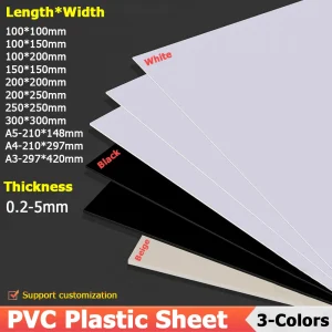 Feuille de plastique PVC épaisse 0.2-1mm, panneau dur blanc/noir, modèle fait à la main, plaque de panneau 100×100 100×150 200×200 300x300mm, 2 à 10 pièces