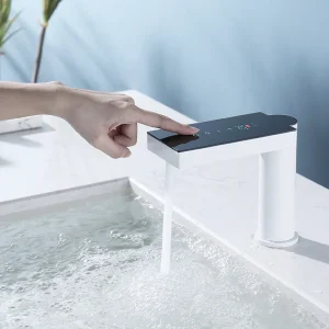 Robinet à capteur avec affichage numérique, robinet à écran tactile, montage sur pont en laiton, maison et centre commercial, eau froide et chaude Robinet à capteur avec affichage numérique, robinet à écran tactile, montage sur pont en laiton, maison et centre commercial, eau froide et chaude