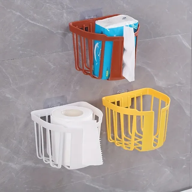 Support papier toilette mural adhésif plastique jaune… – vue 4