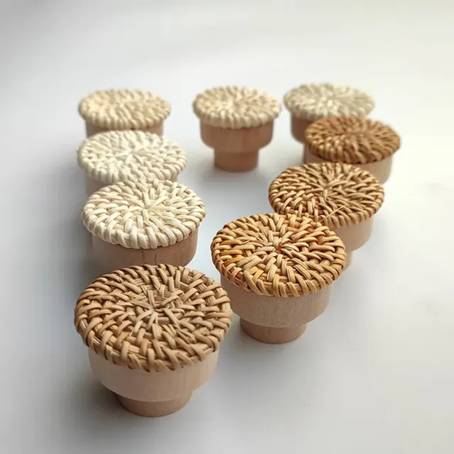 Boutons de commode en rotin Boho – vue 2
