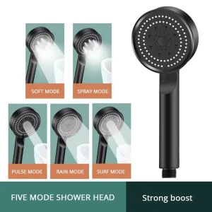 Pommeau de douche multifonction réglable, 5 modes de pression, grand rendement d&rsquo;eau, buse de douche, douche de Massage, accessoire de salle de bains