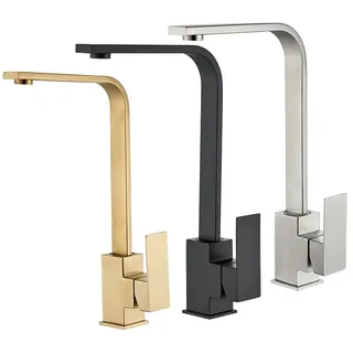 Robinet de cuisine en acier inoxydable doré brossé