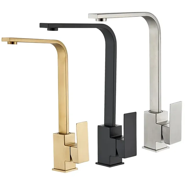 Robinet de cuisine en acier inoxydable doré brossé