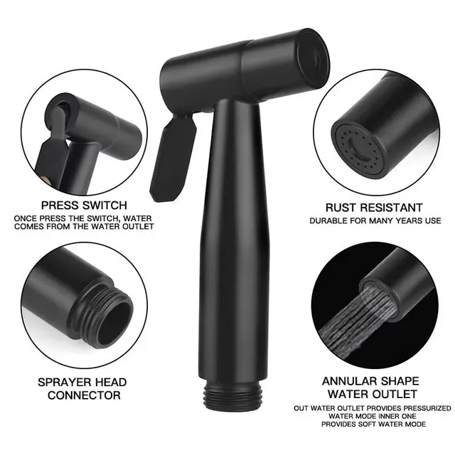 Robinet bidet mural noir mat acier inoxydable douchette… – vue 4