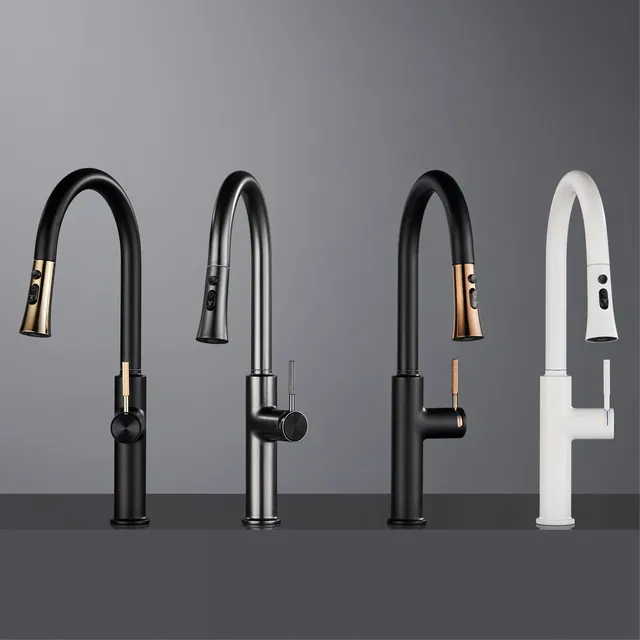 Robinet de cuisine de luxe en or brossé avec design… – vue 5