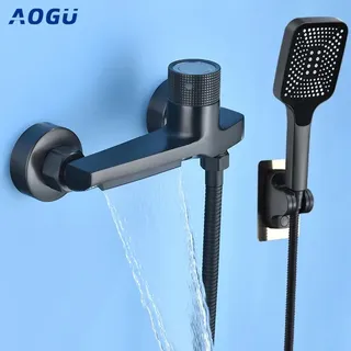Robinet de baignoire cascade gris avec douchette à main