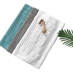 Serviette de sol blanche Jacquard petit pied maison hôtel bleu tapis de salle de bain coton antidérapant Absorption d’eau tapis de baignoire Serviette de sol blanche Jacquard petit pied maison hôtel bleu tapis de salle de bain coton antidérapant Absorption d’eau tapis de baignoire