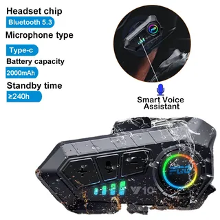 Casque de moto sans fil Bluetooth 5.3