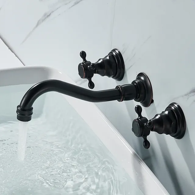 Anqitue robinet de lavabo en laiton à Double poignée 3… – vue 5