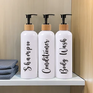 Distributeur de shampoing pour salle de bain, bouteille de Lotion avec pompe, rechargeable, Gel douche, conditionneur, bouteille de rangement, étiquette étanche, 500ML