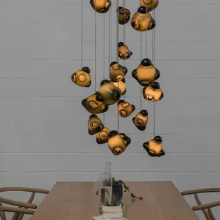 Lampe à suspension élégante miroir foncé - Lustre en verre à intensité…