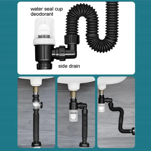 Siphon évier flexible extensible corrugé PVC ABS… – vue 6