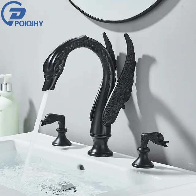 Robinet lavabo cygne bassin laiton doré finition… – vue 3