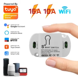 Commutateur intelligent WiFi Tuya avec minuterie et télécommande – Disjoncteur universel pour domotique, fonctionne avec l&rsquo;application Tuya/Alexa/Google Hom