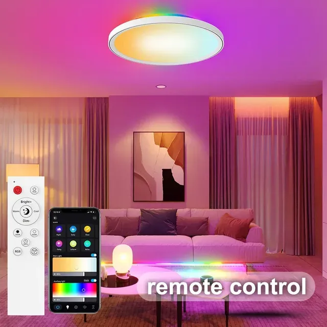 Plafonnier LED Intelligent avec Rétro-Éclairage RGBIC – vue 3