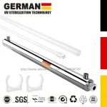 stérilisateur eau ultraviolets inoxydable304 compact débit6GPM puissance25W tube quartz manchon ballast électronique indicateur lumineux montage tuyauterie compatible osmose inverse aquarium