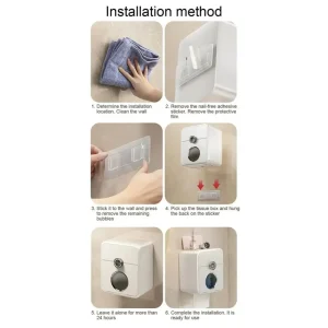 Porte-papier hygiénique rapide pour salle de bain, avec tiroir, porte-rouleau de papier mural, boîte à mouchoirs Double couche Porte-papier hygiénique rapide pour salle de bain, avec tiroir, porte-rouleau de papier mural, boîte à mouchoirs Double couche