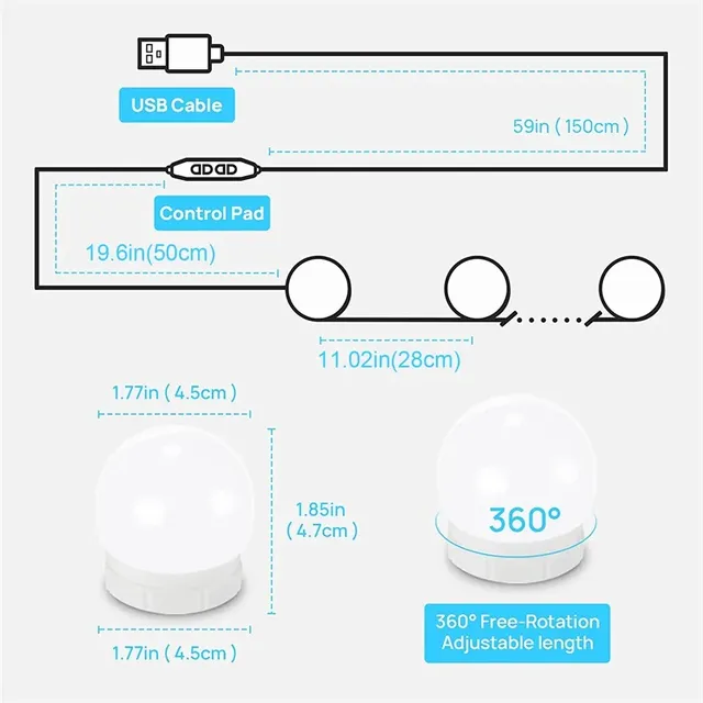 Lampe de maquillage LED pour miroir de courtoisie – vue 6
