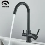Shinesia – robinet de cuisine à double poignée, purificateur d&rsquo;eau pour évier à Rotation de 360 degrés, filtre d&rsquo;évier à 3 voies, mélangeur de cuisine