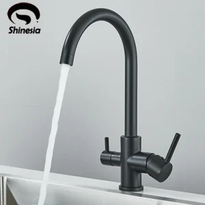 Shinesia – robinet de cuisine à double poignée, purificateur d’eau pour évier à Rotation de 360 degrés, filtre d’évier à 3 voies, mélangeur de cuisine Shinesia – robinet de cuisine à double poignée, purificateur d’eau pour évier à Rotation de 360 degrés, filtre d’évier à 3 voies, mélangeur de cuisine