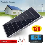 Kit de panneaux solaires 300W 12V, alimentation USB polycristallin complète, Portable, Rechargeable, pour l&rsquo;extérieur, générateur solaire pour la maison